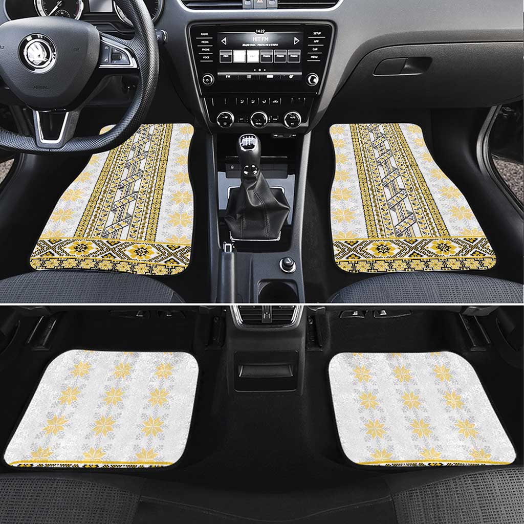 Ukraine Car Mats Traditional Braided Rope Belt Yellow Folk Pattern