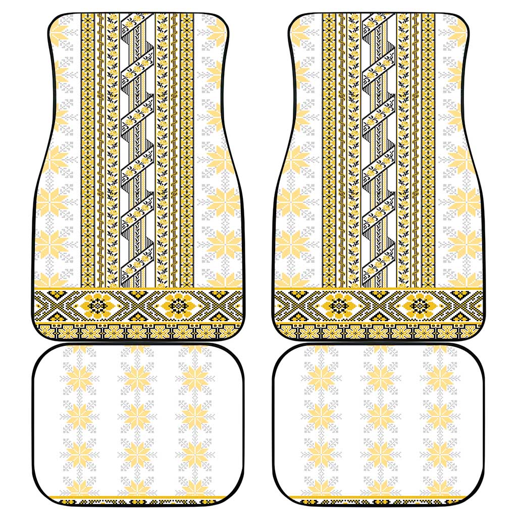 Ukraine Car Mats Traditional Braided Rope Belt Yellow Folk Pattern