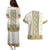 Ukraine Couples Matching Puletasi and Hawaiian Shirt Traditional Braided Rope Belt Yellow Folk Pattern