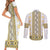 Ukraine Couples Matching Short Sleeve Bodycon Dress and Long Sleeve Button Shirt Traditional Braided Rope Belt Yellow Folk Pattern