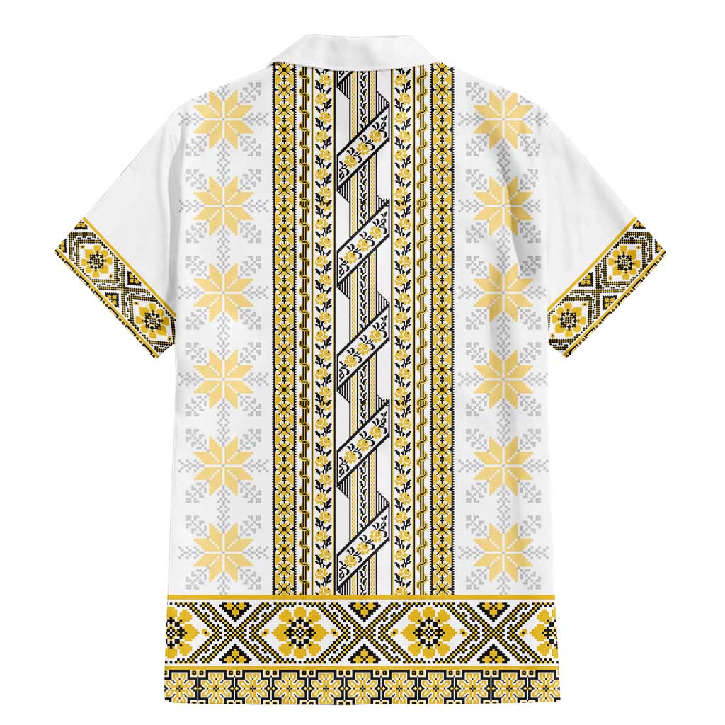 Ukraine Family Matching Mermaid Dress and Hawaiian Shirt Traditional Braided Rope Belt Yellow Folk Pattern