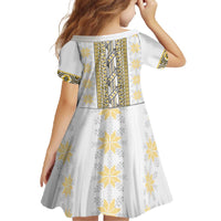 Ukraine Family Matching Off The Shoulder Long Sleeve Dress and Hawaiian Shirt Traditional Braided Rope Belt Yellow Folk Pattern