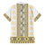 Ukraine Family Matching Off Shoulder Short Dress and Hawaiian Shirt Traditional Braided Rope Belt Yellow Folk Pattern