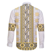 Ukraine Family Matching Puletasi and Hawaiian Shirt Traditional Braided Rope Belt Yellow Folk Pattern