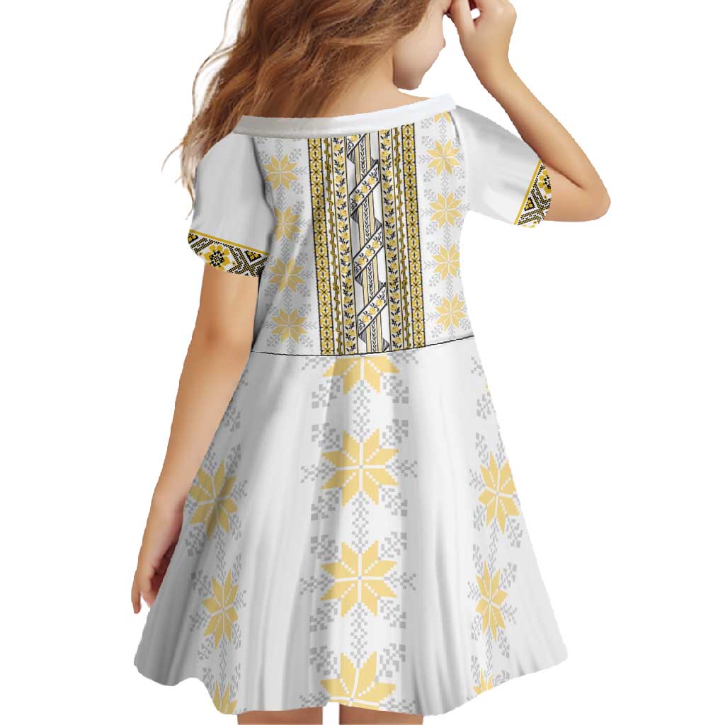 Ukraine Family Matching Summer Maxi Dress and Hawaiian Shirt Traditional Braided Rope Belt Yellow Folk Pattern