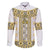 Ukraine Family Matching Summer Maxi Dress and Hawaiian Shirt Traditional Braided Rope Belt Yellow Folk Pattern