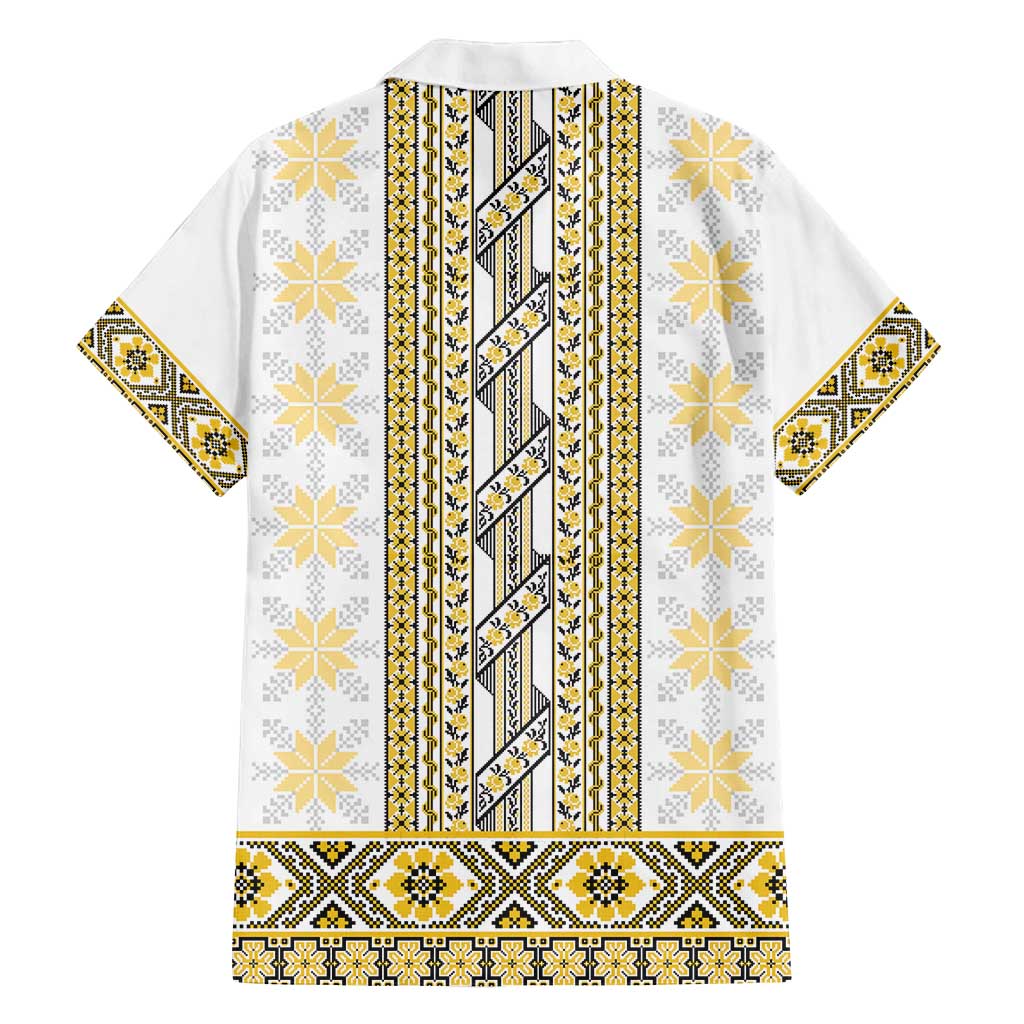 Ukraine Family Matching Tank Maxi Dress and Hawaiian Shirt Traditional Braided Rope Belt Yellow Folk Pattern