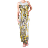 Ukraine Family Matching Tank Maxi Dress and Hawaiian Shirt Traditional Braided Rope Belt Yellow Folk Pattern