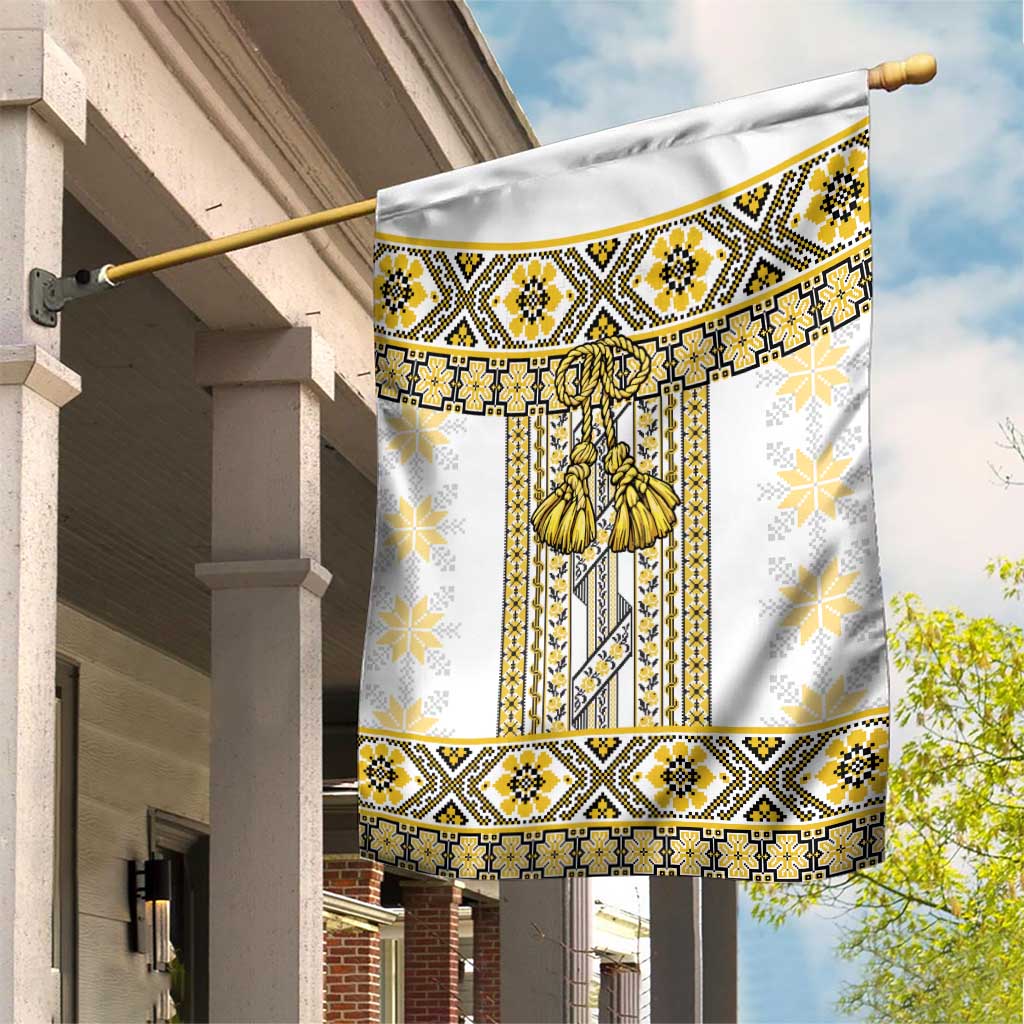 Ukraine Garden Flag Traditional Braided Rope Belt Yellow Folk Pattern