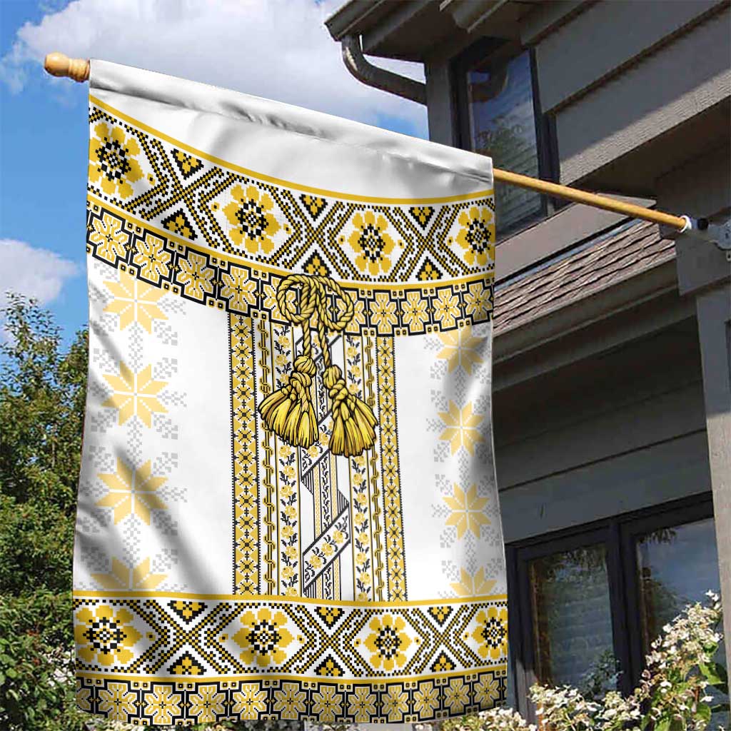 Ukraine Garden Flag Traditional Braided Rope Belt Yellow Folk Pattern