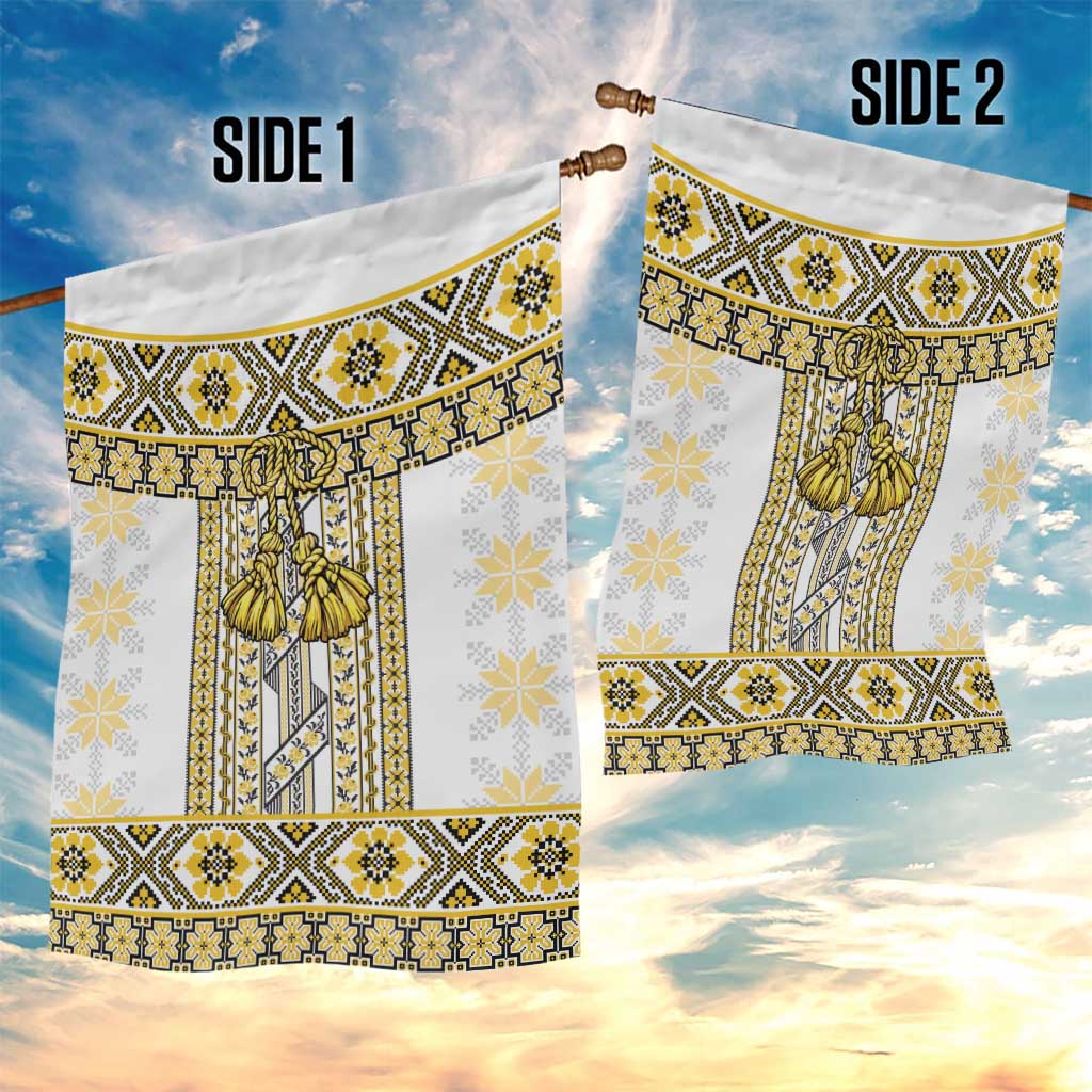 Ukraine Garden Flag Traditional Braided Rope Belt Yellow Folk Pattern