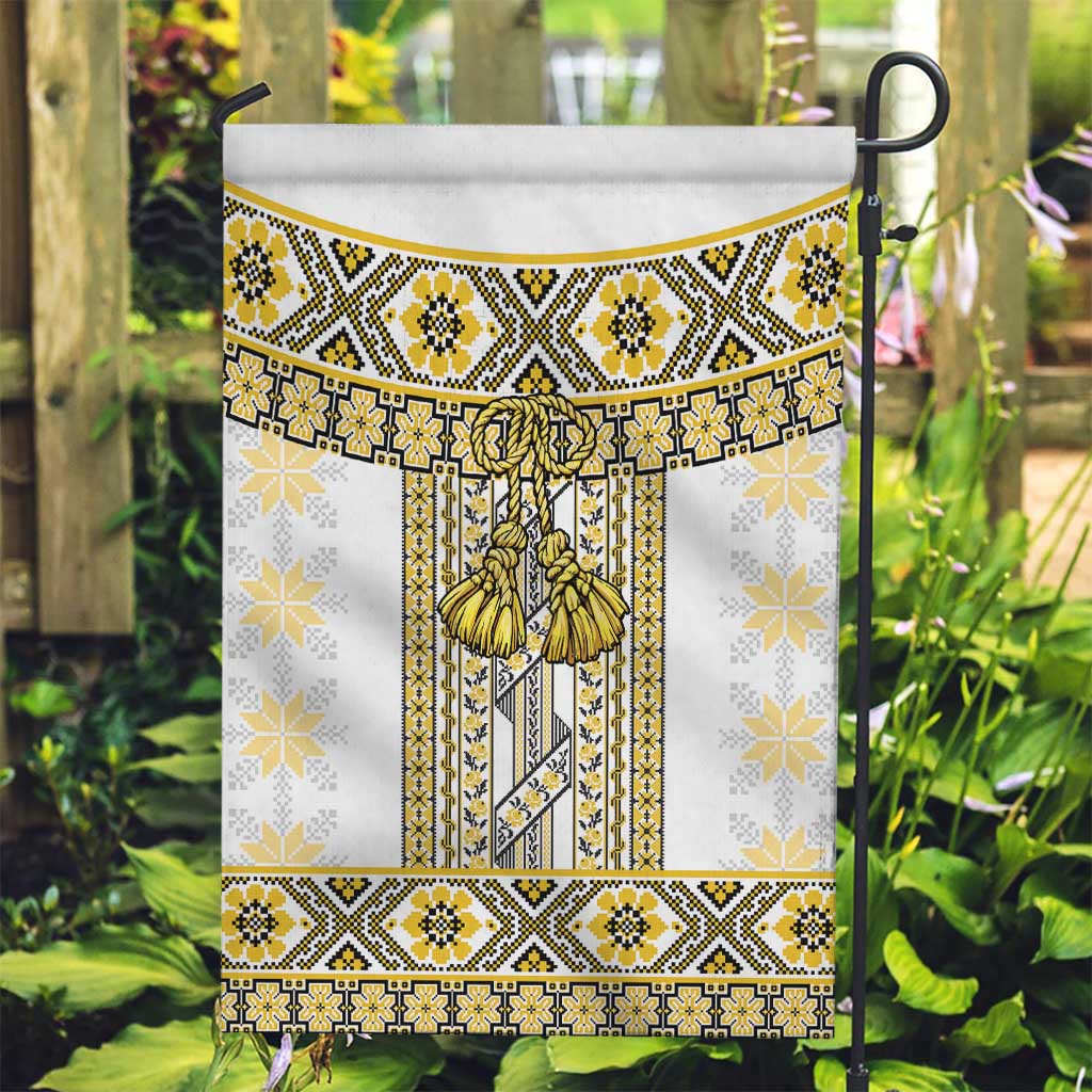 Ukraine Garden Flag Traditional Braided Rope Belt Yellow Folk Pattern