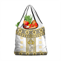 Ukraine Grocery Bag Traditional Braided Rope Belt Yellow Folk Pattern