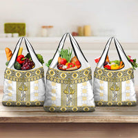 Ukraine Grocery Bag Traditional Braided Rope Belt Yellow Folk Pattern