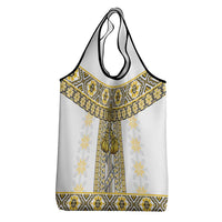 Ukraine Grocery Bag Traditional Braided Rope Belt Yellow Folk Pattern