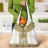 Ukraine Grocery Bag Traditional Braided Rope Belt Yellow Folk Pattern