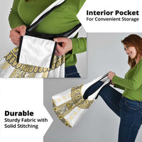 Ukraine Grocery Bag Traditional Braided Rope Belt Yellow Folk Pattern