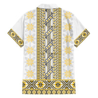Ukraine Hawaiian Shirt Traditional Braided Rope Belt Yellow Folk Pattern
