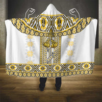 Ukraine Hooded Blanket Traditional Braided Rope Belt Yellow Folk Pattern