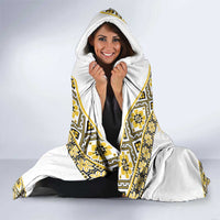 Ukraine Hooded Blanket Traditional Braided Rope Belt Yellow Folk Pattern