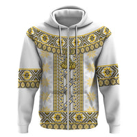 Ukraine Hoodie Traditional Braided Rope Belt Yellow Folk Pattern