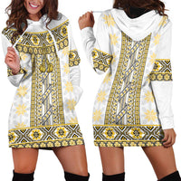 Ukraine Hoodie Dress Traditional Braided Rope Belt Yellow Folk Pattern