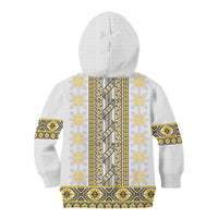 Ukraine Kid Hoodie Traditional Braided Rope Belt Yellow Folk Pattern