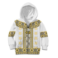 Ukraine Kid Hoodie Traditional Braided Rope Belt Yellow Folk Pattern