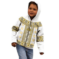 Ukraine Kid Hoodie Traditional Braided Rope Belt Yellow Folk Pattern