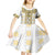 Ukraine Kid Short Sleeve Dress Traditional Braided Rope Belt Yellow Folk Pattern