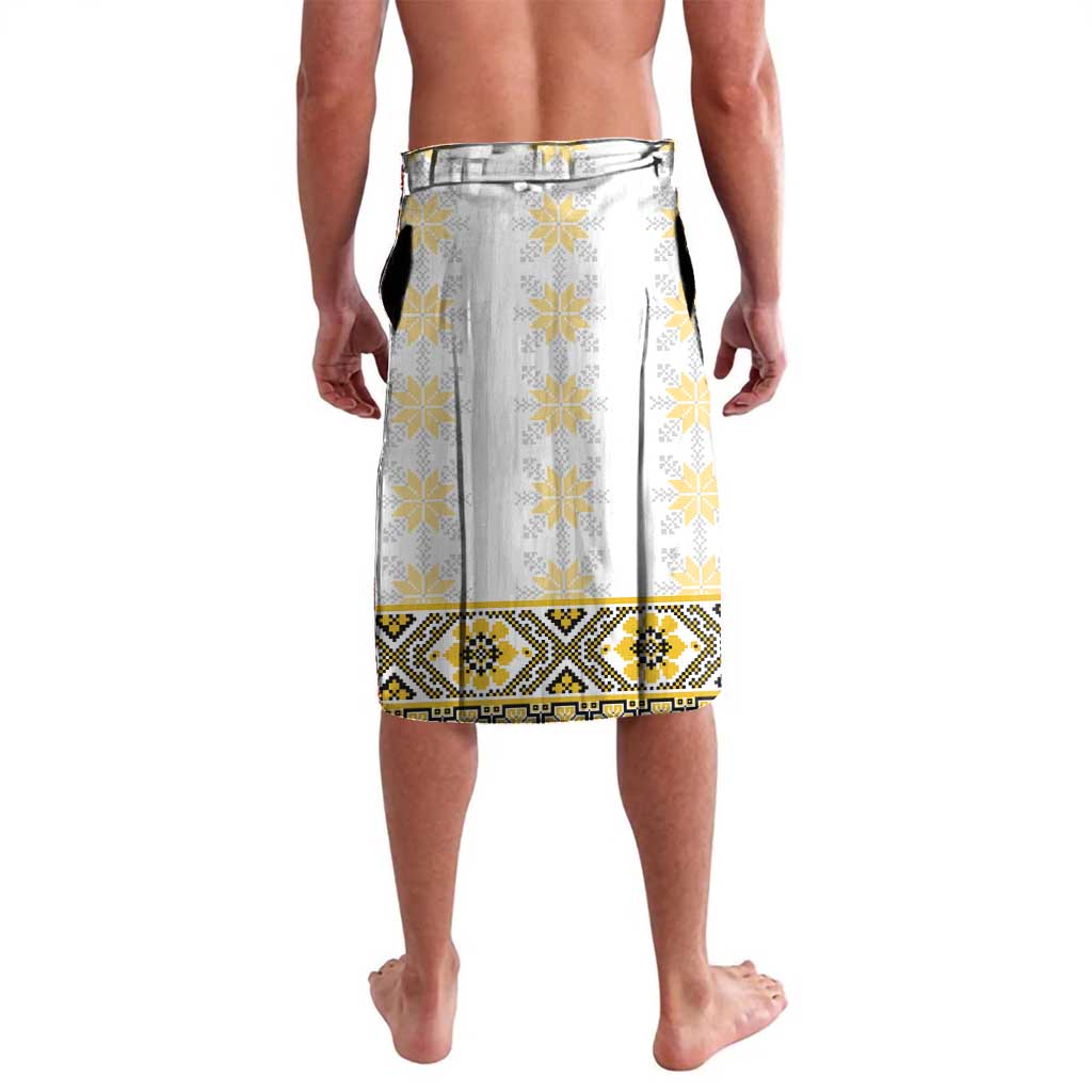 Ukraine Lavalava Traditional Braided Rope Belt Yellow Folk Pattern