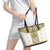 Ukraine Leather Tote Bag Traditional Braided Rope Belt Yellow Folk Pattern