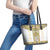 Ukraine Leather Tote Bag Traditional Braided Rope Belt Yellow Folk Pattern