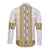 Ukraine Long Sleeve Button Shirt Traditional Braided Rope Belt Yellow Folk Pattern