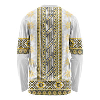 Ukraine Long Sleeve Shirt Traditional Braided Rope Belt Yellow Folk Pattern