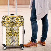 Ukraine Luggage Cover Traditional Braided Rope Belt Yellow Folk Pattern