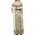 Ukraine Off Shoulder Maxi Dress Traditional Braided Rope Belt Yellow Folk Pattern