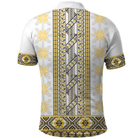 Ukraine Polo Shirt Traditional Braided Rope Belt Yellow Folk Pattern