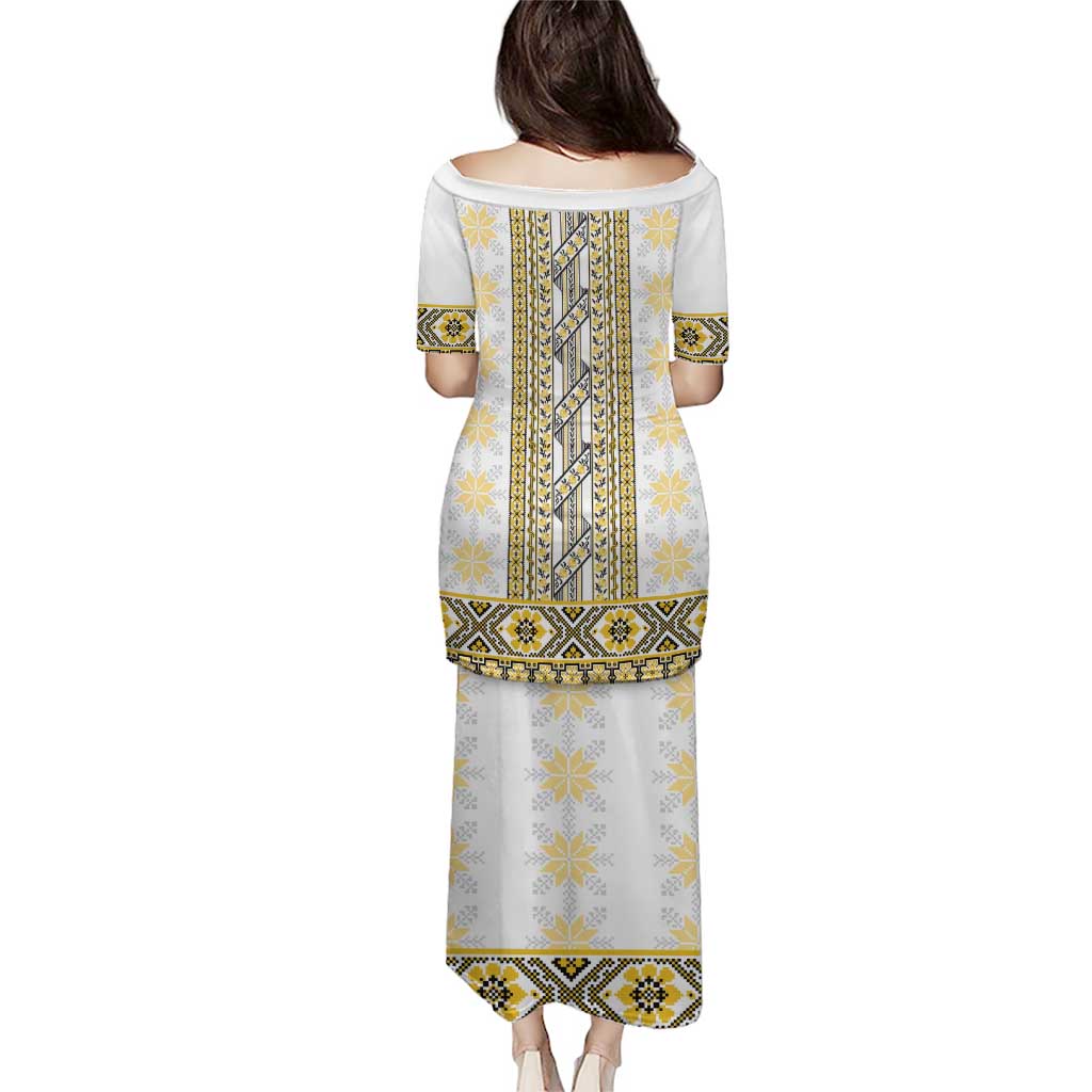 Ukraine Puletasi Traditional Braided Rope Belt Yellow Folk Pattern