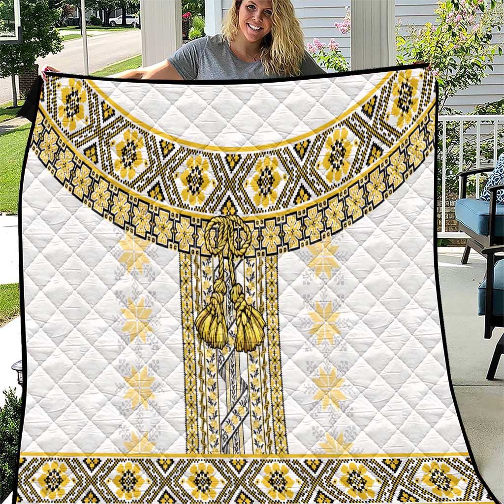 Ukraine Quilt Traditional Braided Rope Belt Yellow Folk Pattern