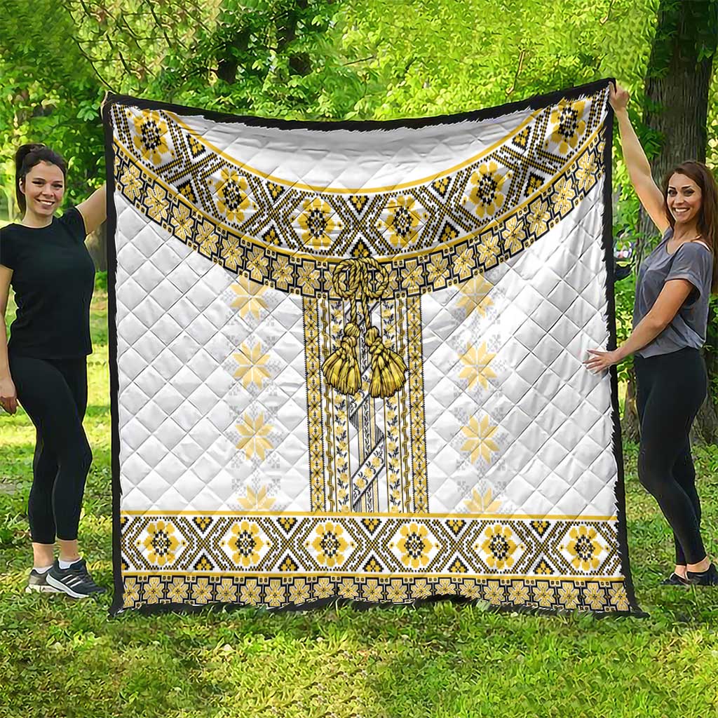 Ukraine Quilt Traditional Braided Rope Belt Yellow Folk Pattern