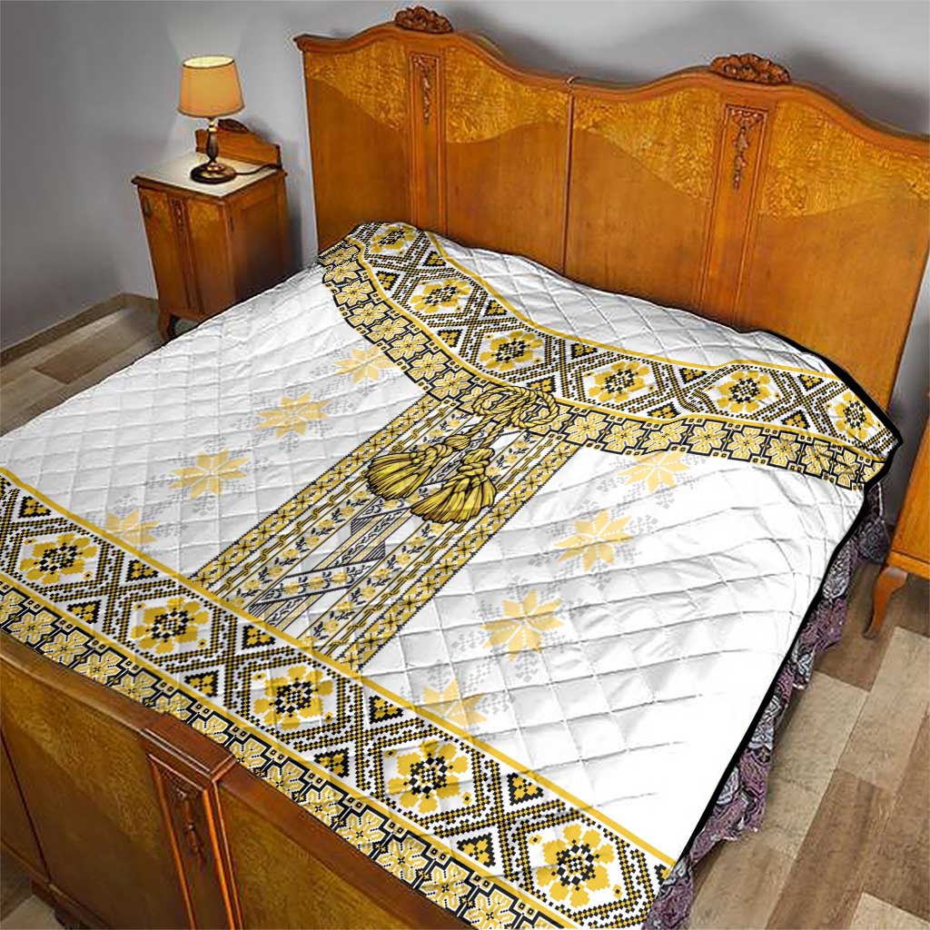 Ukraine Quilt Traditional Braided Rope Belt Yellow Folk Pattern