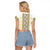 Ukraine Raglan Cropped T Shirt Traditional Braided Rope Belt Yellow Folk Pattern