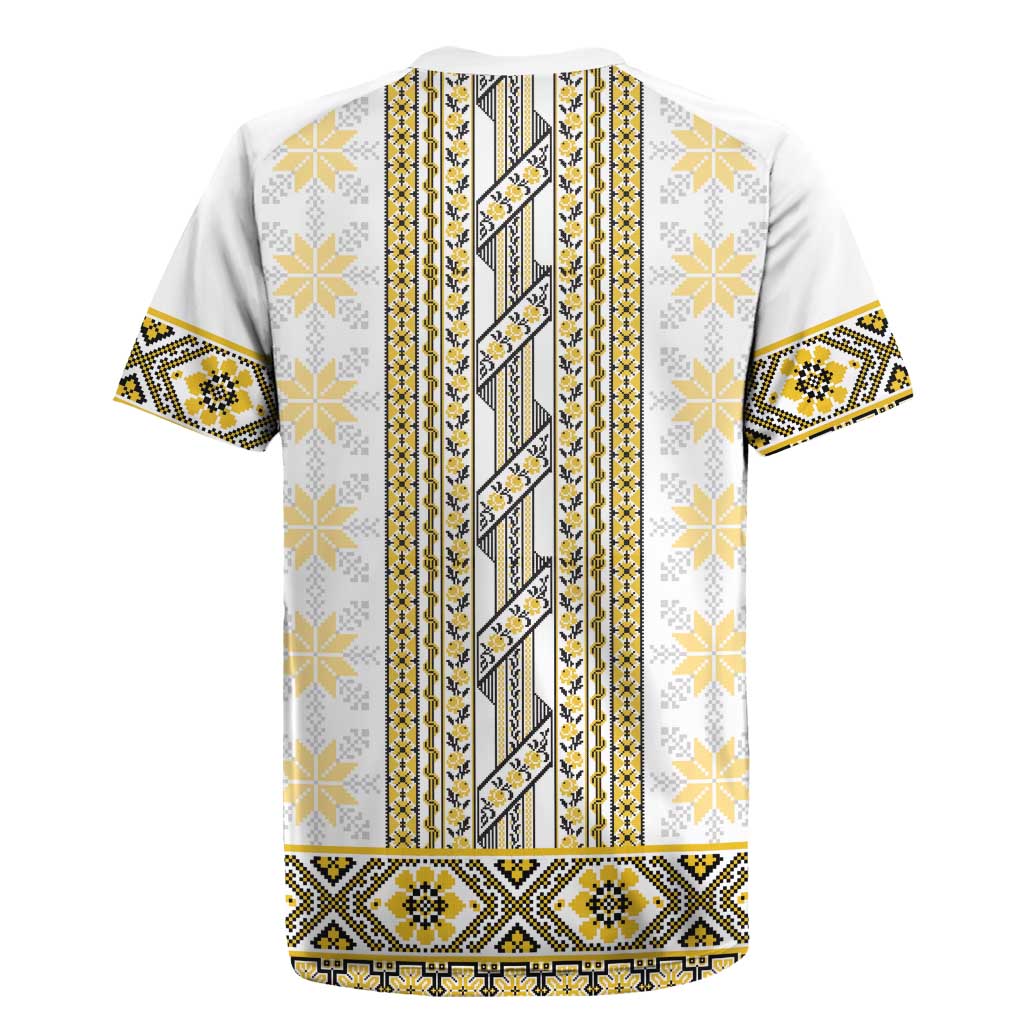 Ukraine Rugby Jersey Traditional Braided Rope Belt Yellow Folk Pattern