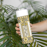 Ukraine Skinny Tumbler Traditional Braided Rope Belt Yellow Folk Pattern