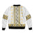 Ukraine Sleeve Zip Bomber Jacket Traditional Braided Rope Belt Yellow Folk Pattern