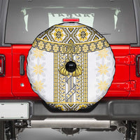 Ukraine Spare Tire Cover Traditional Braided Rope Belt Yellow Folk Pattern