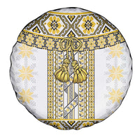 Ukraine Spare Tire Cover Traditional Braided Rope Belt Yellow Folk Pattern