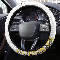 Ukraine Steering Wheel Cover Traditional Braided Rope Belt Yellow Folk Pattern