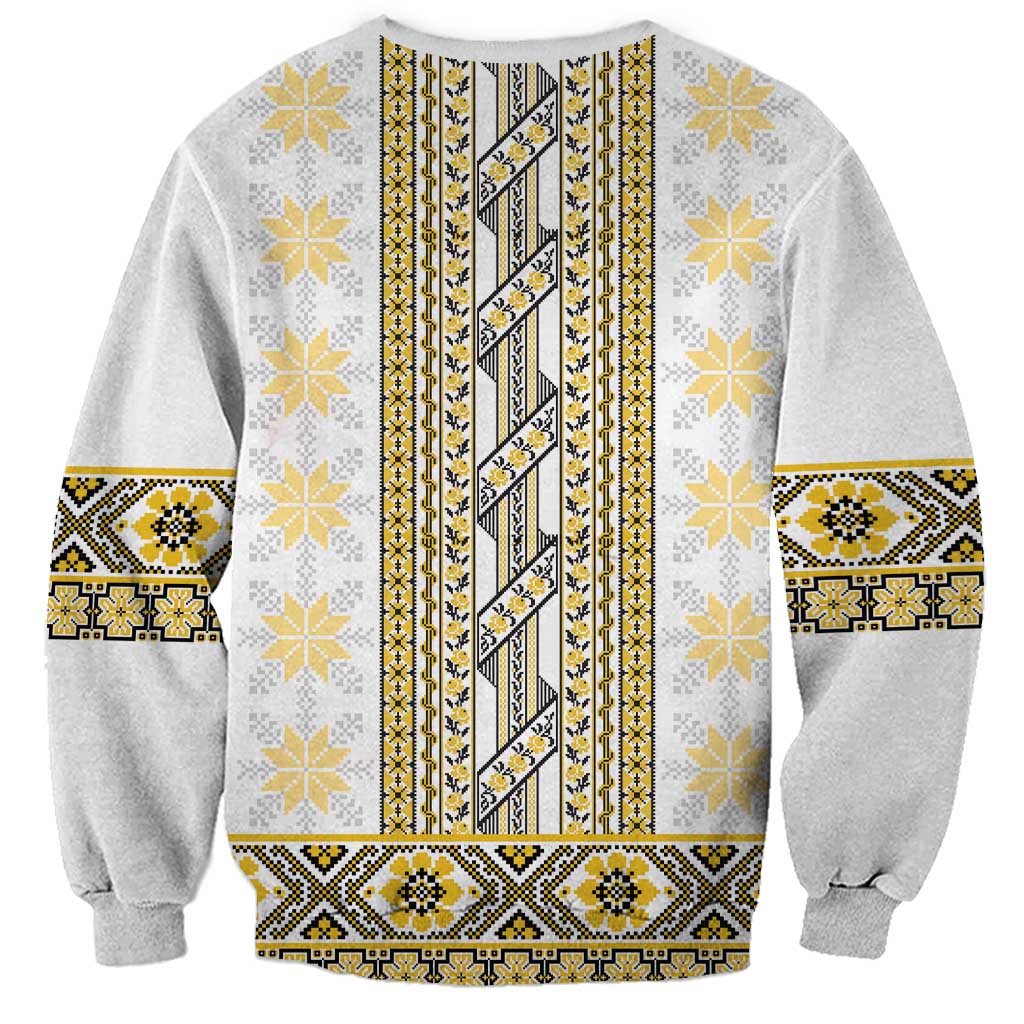 Ukraine Sweatshirt Traditional Braided Rope Belt Yellow Folk Pattern